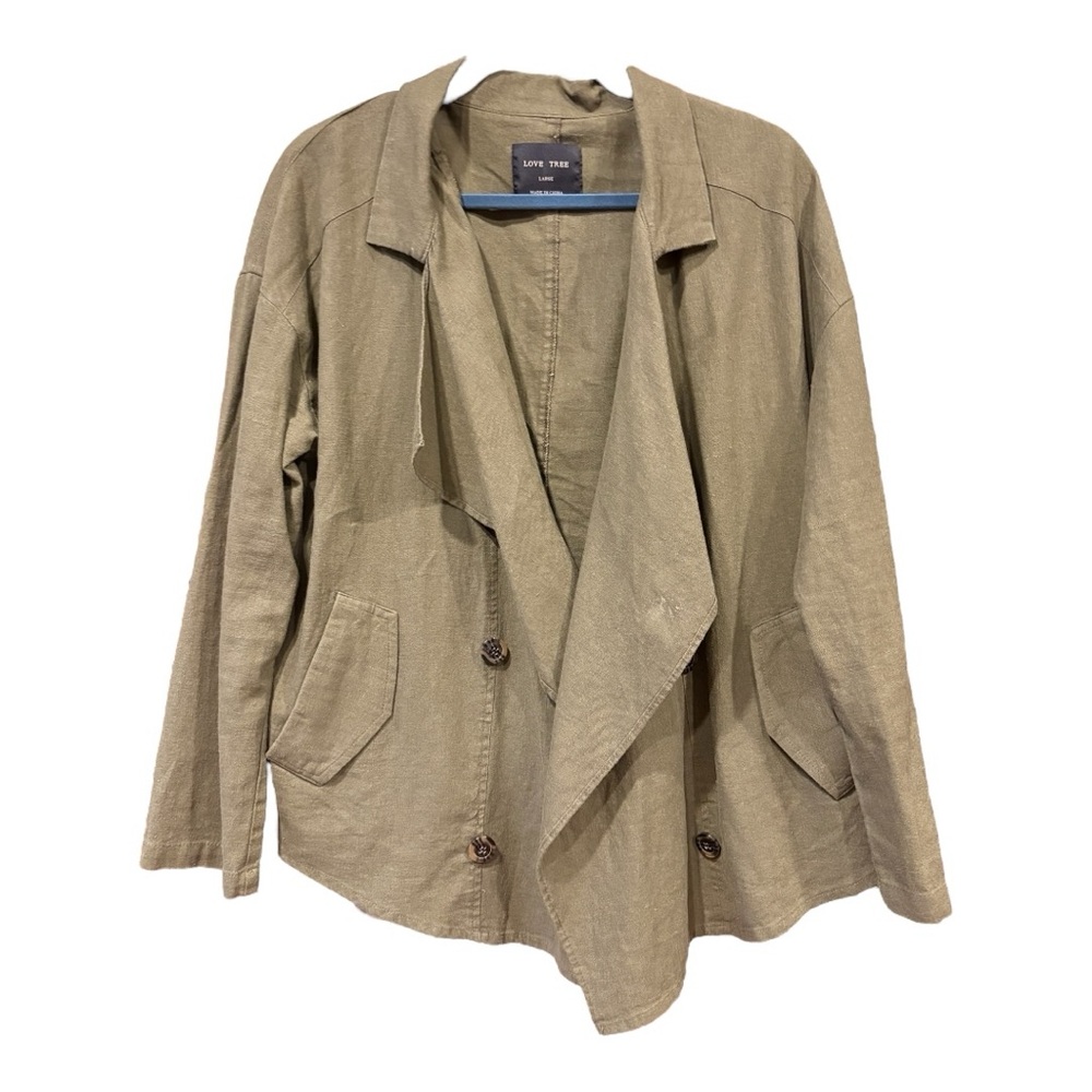 Love Tree Olive Green Waterfall Jacket - Size L ARF